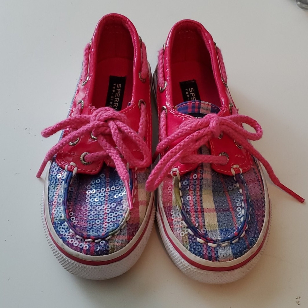 Sperry sparkle Bahama top slide size 8.5 girl